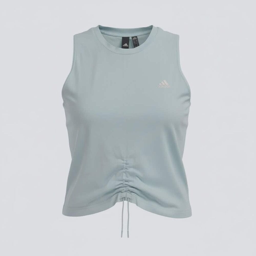 Adidas Cotton Pale Blue Cinch Activewear Tank Top NWT Women’s Size M Athleisure